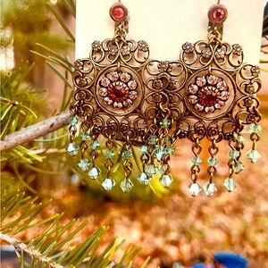 LIZ PALACIOS S.F. Vintage NWT Swarovski Crystal Statement EARRINGS